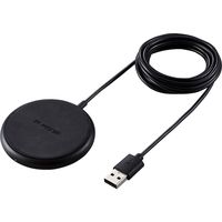 エレコム ワイヤレス充電器/Qi充電器/5W/コンパクト/卓上/ケーブル一体/2m/ブラック W-QA17BK 1個