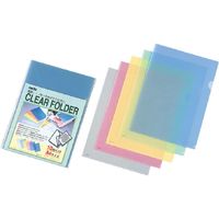 セキセイ クリヤーフォルダー Aサイズ 5色色込(ブルー・ピンク・グリーン・イエロー・透明各2枚) 10枚パック SSS-5105-00 2冊