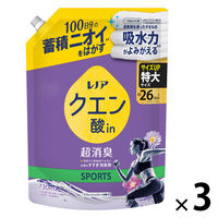 レノア クエン酸in(クエン酸イン) 超消臭 SPORTS リフレッシュリリー 詰め替え 特大 730mL 1セット（1個×3） すすぎ消臭剤 P＆G
