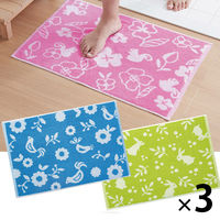 インド綿タオル地バスマット 北欧の森3色組 1セット（3色各1パック×3：計9個）