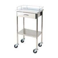 スギモト産業 ステンレス器械卓子(天板三方柵付・2段)引出付 W450×D350×H750mm 完成品 OA-16C 1台（直送品）