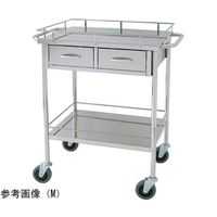 スギモト産業 ステンレス回診車(天板四方柵付・2段)引出付 両側押手付き M W600×D450×H800mm 完成品 OB-17M 1台（直送品）