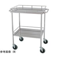 スギモト産業 ステンレス回診車(天板四方柵付・2段)両側押手付き M W600×D450×H800mm 完成品 OB-11M 1台（直送品）