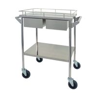 スギモト産業 ステンレス回診車(天板四方柵付・2段)引出付き 両側押手付き A W600×D450×H800mm 完成品 OB-15A 1台（直送品）