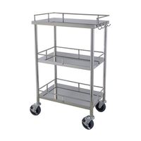 スギモト産業 ステンレスパソコンカート(天板三方柵付・3段)フック付き W550×D345×H850mm 完成品 OA-2B 1台（直送品）