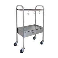 スギモト産業 ステンレス麻酔カート(天板四方立ち上がり・2段)引出付き W550×D325×H900mm 完成品 OC-43 1台（直送品）