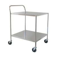 スギモト産業 ステンレスワゴン(天板フラット・2段) 片側押手付 W700×D600×H800mm 完成品 OA-19B 1台（直送品）