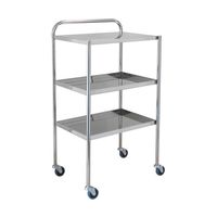 スギモト産業 ステンレスワゴン(天板フラット・3段) パイプハンドル付 W600×D400×H1050mm 完成品 OA-19F 1台（直送品）
