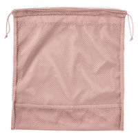 無印良品 ポリエステルメッシュ巾着 ダブルタイプ ピンク Ｌ 約３４×３７×１４ｃｍ 良品計画