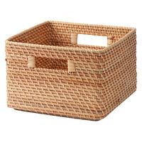 無印良品 重なるラタン角型バスケット 大 （Ｖ）約幅３５×奥行３６×高さ２４ｃｍ 良品計画