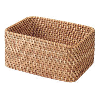 無印良品 重なるラタン長方形ボックス 小 （Ｖ）約幅２６×奥行１８×高さ１２ｃｍ 良品計画