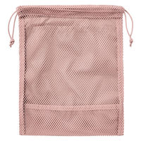 無印良品 ポリエステルメッシュ巾着 ダブルタイプ ピンク Ｓ 約２０×２５×１０ｃｍ 良品計画