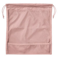 無印良品 ポリエステルメッシュ巾着 ダブルタイプ ピンク Ｍ 約２７×３０×１２ｃｍ 良品計画