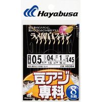 ハヤブサ HS384-1-0.6 豆アジ ラメ留 白 8本鈎 1袋（直送品）