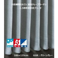 川島織物セルコン ウォッシャブル 防炎 遮光 ドレープカーテン DD1178S 1000×1350mm グリーングレー 1枚（直送品）