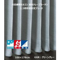 川島織物セルコン ウォッシャブル 防炎 遮光 ドレープカーテン DD1178S 1000×1780mm グリーングレー 1枚（直送品）