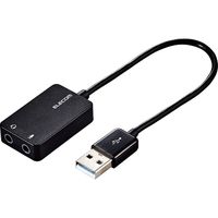 エレコム USBオーディオ変換アダプタ/0.15m/ブラック USB-AADC02BK 1個