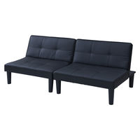 YAMAZEN 分割できる 4WAY ソファベッド 2人掛け 3段階リクライニング レザー調 SSB-175(BK) 1台（直送品）