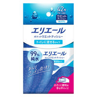 ウェットティッシュ エリエール ポケットウエットティシュー 99％純水 トイレに流せるタイプ 携帯用 1パック（7枚入×6個）大王製紙