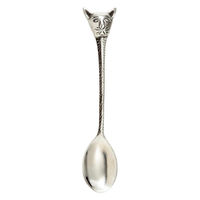 キーストーン ティースプーン 12cm ブラスカトラリー キャットフェイス ブラス シルバー 404317 1個（直送品）