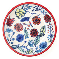 トモ・コーポレーション カレー&パスタ皿 22cm 深皿 プリヤ ストーンウェア レッドフラワー 407126 1個（直送品）