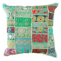 トモ・コーポレーション クッションカバー カンバディアパッチ 45×45cm ミントグリーン 407925 1個（直送品）