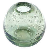 キーストーン 花瓶 手吹きバブルガラスフラワーベース ボールS ガラス オリーブ 422306 1個（直送品）