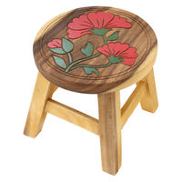 トモ・コーポレーション スツール 座面高25~26cm インディアンフラワー 天然木 433204 1個（直送品）
