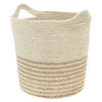 トモ・コーポレーション かご コニカルジュートバスケット ハンドル付き 深型