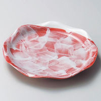 金正陶器 赤楽花型8.0皿 28-203-018-ya 1セット(3個)（直送品）