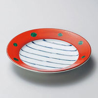 金正陶器 朱巻十草6.0リム皿 28-214-018-mi 1個（直送品）