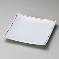 金正陶器 赤ライン6.0正角皿 28-216-028-ro 1セット(3個)（直送品）
