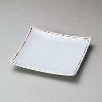 金正陶器 赤ライン正角銘々皿 28-216-038-ro 1セット(6個)（直送品）