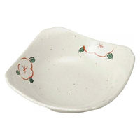 金正陶器 雪粉引赤絵花5.0角皿 28-220-208-ro 1セット(6個)（直送品）