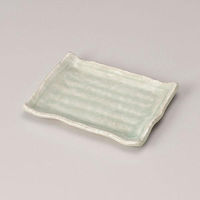 金正陶器 うすみどり 渕波長角銘々皿 28-223-158-ro 1セット(6個)（直送品）