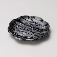 金正陶器 黒織部流し4.5花型皿 28-225-158-tu 1セット(6個)（直送品）