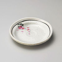 金正陶器 粉引ライン紅梅ナブリ4.0皿 28-229-818-o 1セット(6個)（直送品）