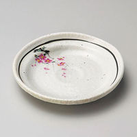金正陶器 粉引ライン紅梅ナブリ5.0皿 28-229-808-o 1セット(6個)（直送品）