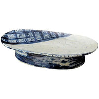 金正陶器 安南七宝渦模様 高台 楕円 盛込皿 手造り 28-240-068-mi 1個（直送品）
