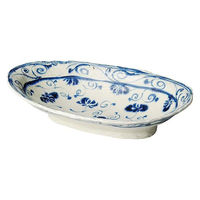 金正陶器 安南呉須更紗 楕円高台大盛鉢 28-243-038-mi 1個（直送品）