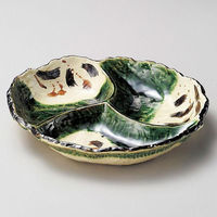 金正陶器 織部錆絵 三ツ仕切皿 小 28-255-268-o 1セット(3個)（直送品）