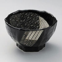 金正陶器 黒織部六角6.0丼 28-321-098-yu 1個（直送品）