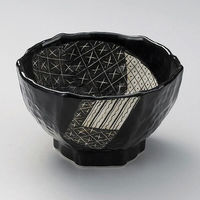 金正陶器 黒織部六角5.0丼 28-321-108-yu 1個（直送品）