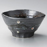 金正陶器 黒伊賀水玉6.5三ツ押丼 28-322-208-mi 1個（直送品）