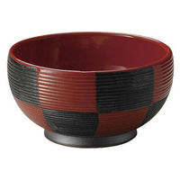 金正陶器 筋彫赤市松55釜揚丼 28-329-148-mi 1個（直送品）