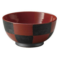 金正陶器 筋彫赤市松夏目5.5丼 28-329-158-mi 1個（直送品）