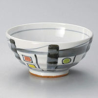 金正陶器 粉引格子5.8丼 28-331-258-yu 1個（直送品）