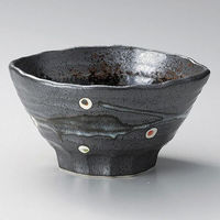 金正陶器 黒伊賀水玉4.5三ツ押丼 28-332-318-mi 1セット(3個)（直送品）