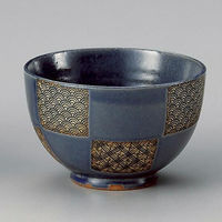 金正陶器 藍市松青海波夏目深口5.0丼 28-339-198-te 1個（直送品）
