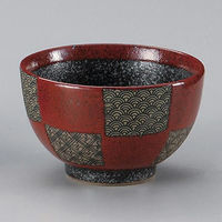 金正陶器 赤市松青海波夏目型多用丼 28-344-048-te 1セット(3個)（直送品）